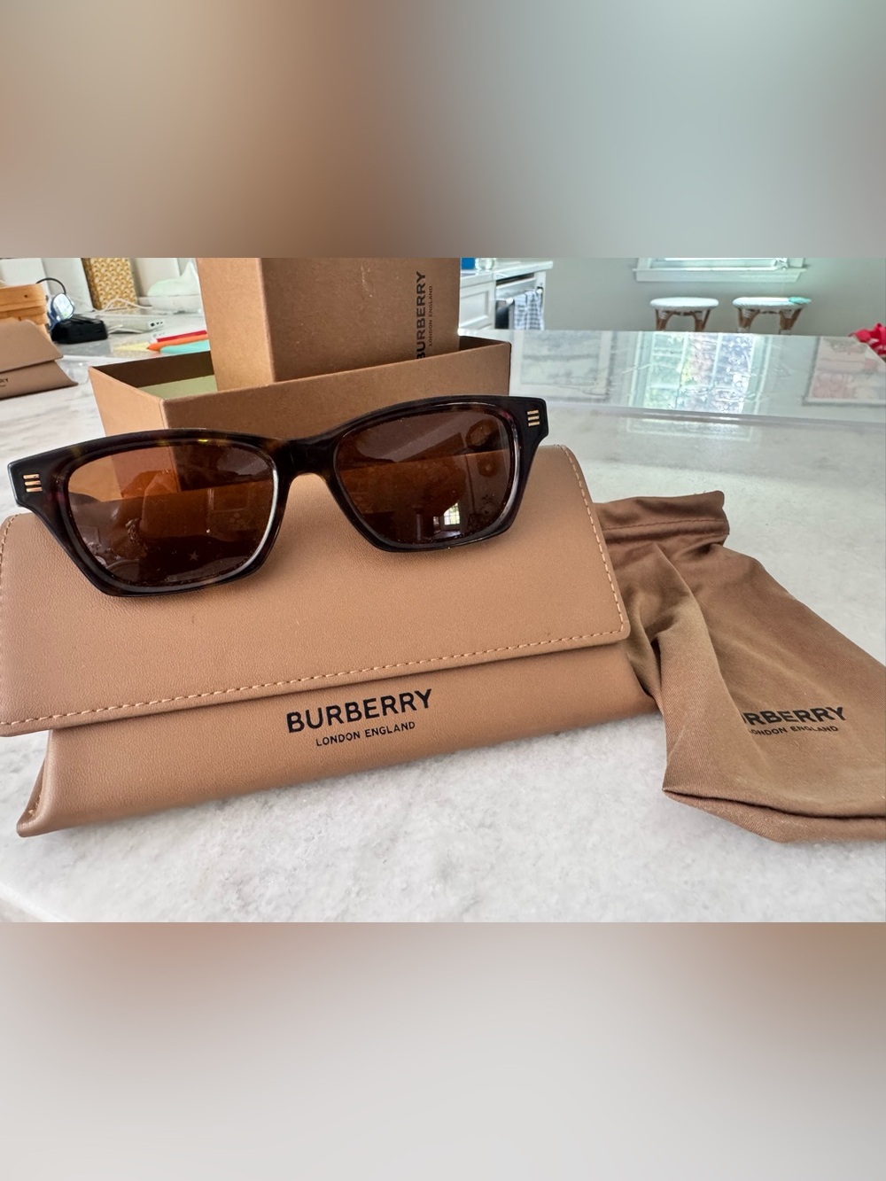 Burberry Brown Tortoiseshell Sunglasses with Brown Lenses